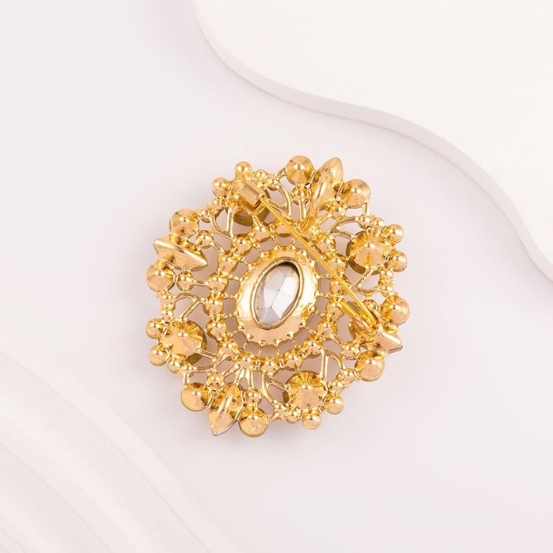LAXPICOL Vintage Clear Austrian Crystal Brooch Pin for Women Elegant Wedding Bridal Brooches Broach Pin 1.69"*1.39" - Image 5